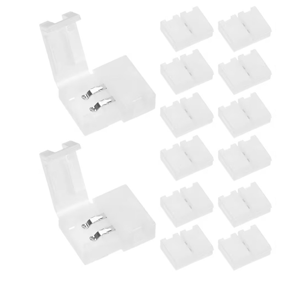 10- TAODAN 10 Pack 2 Pin LED Strip Connectors 8mm Wide RGB 5050 Solderless White